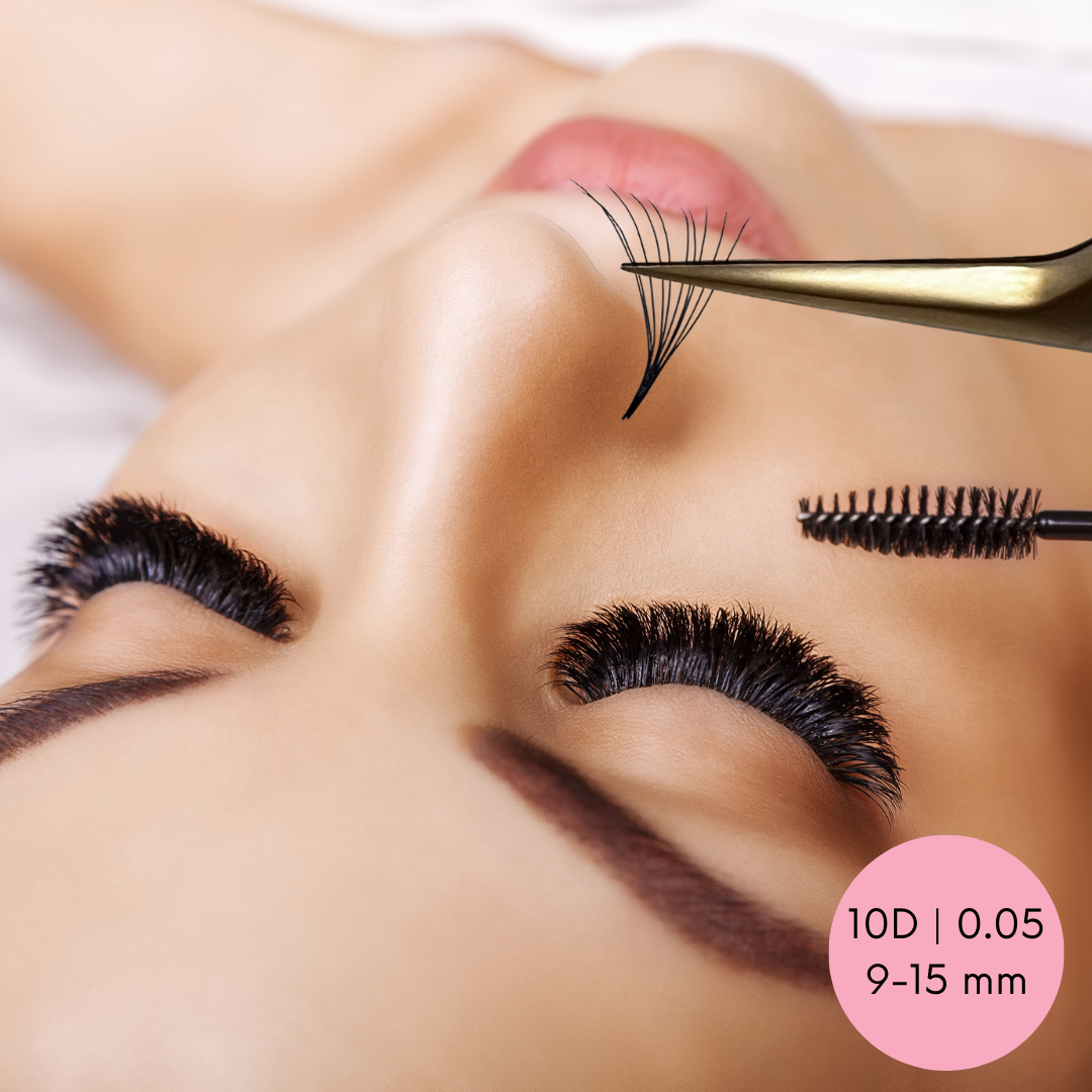 A woman is getting her eyelashes done with Lash Tribe&
