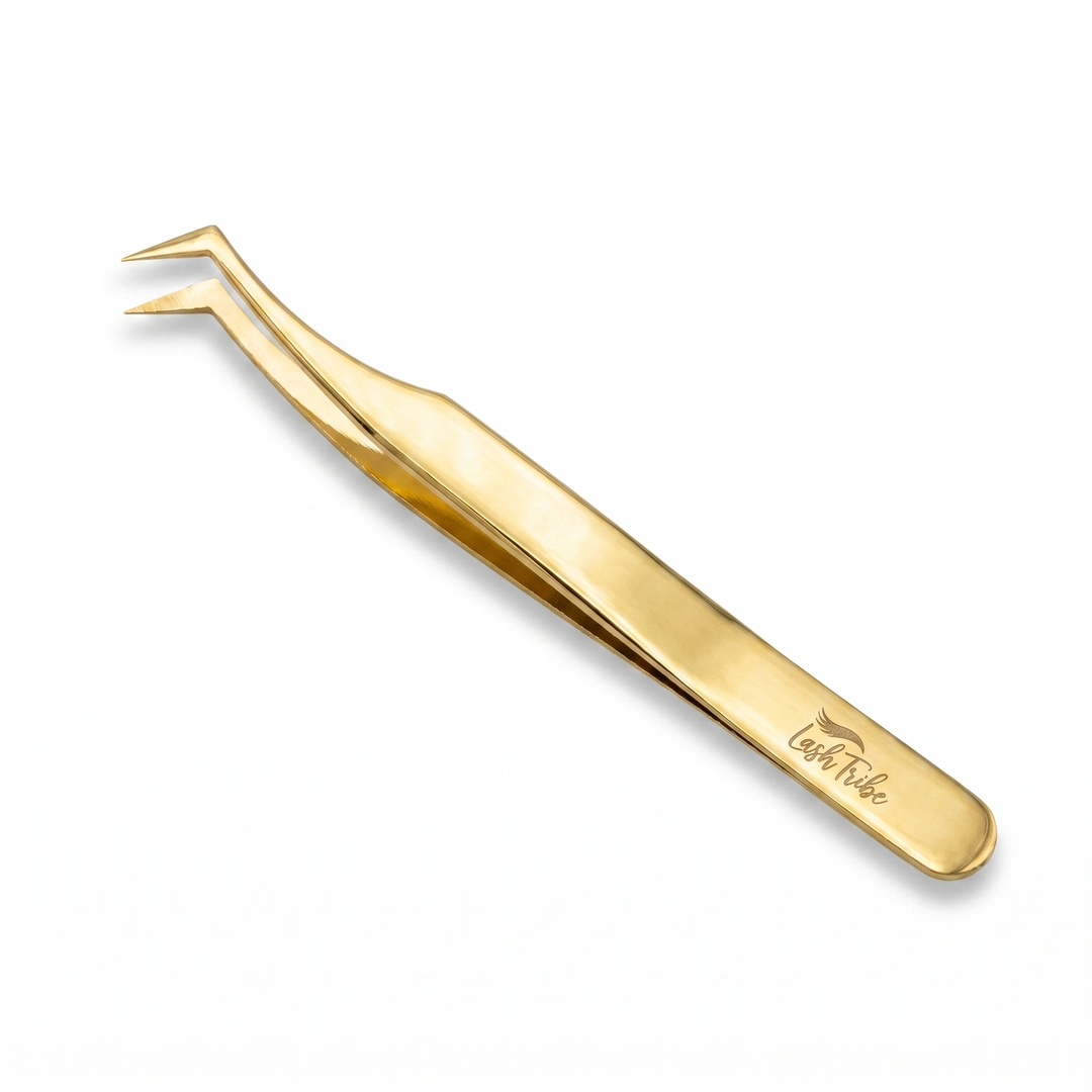 90 Degree Russian Volume Tweezer | Gold L-Foot Lash Tweezer | Lash Tribe Australia