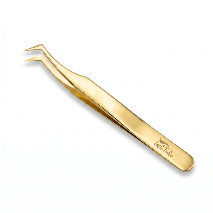90 Degree Russian Volume Tweezer | Gold L-Foot Lash Tweezer | Lash Tribe Australia