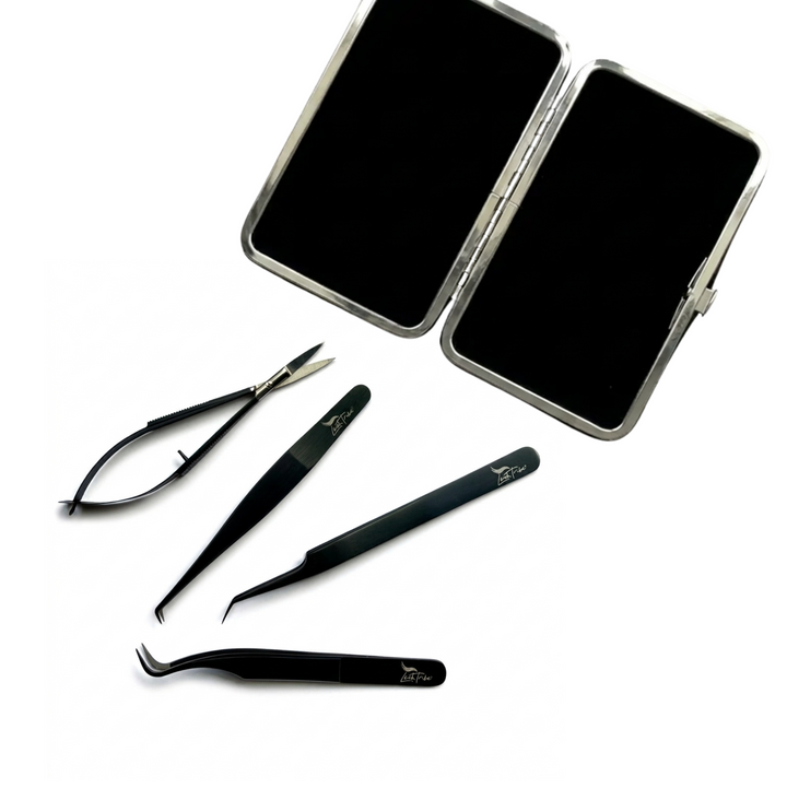 Black Beauty Nano Fibre Tip Tweezer Collection | Russian Volume &amp; Isolation Tweezers | Lash Tribe