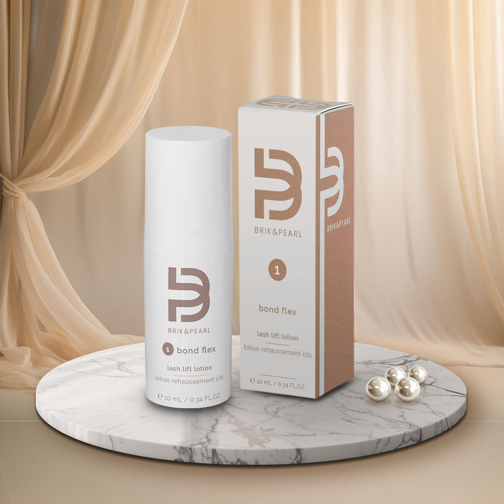 Elleebana Brik & Pearl Bond Flex Step 1 lash lift lotion, 10ml pump bottle and box