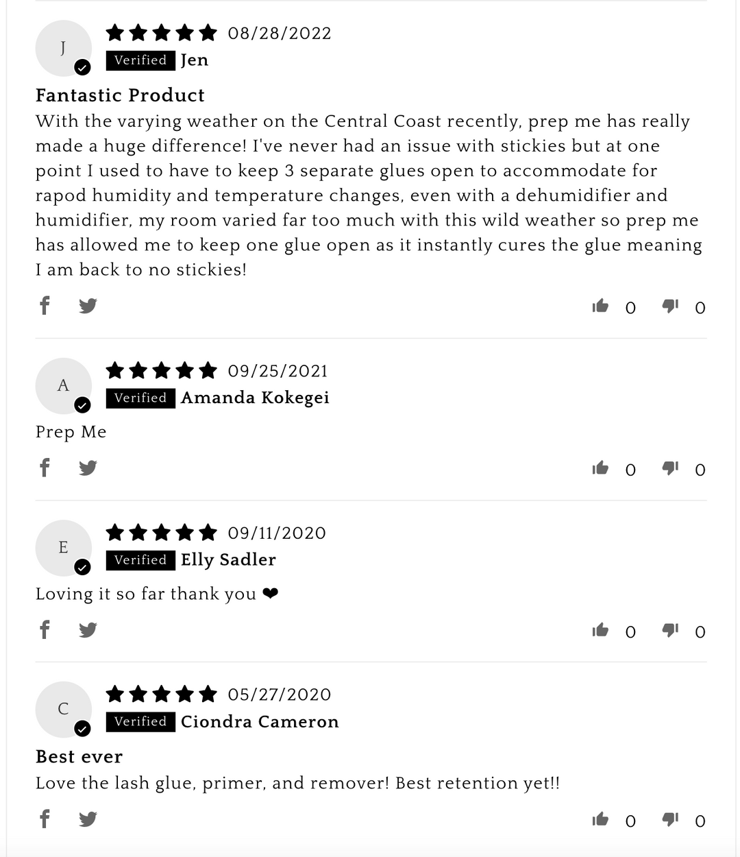 A screenshot of a customer review on the Lash Tribe RETENTION HERO BUNDLE | Prep Me &amp; Set Me Superbonder website.