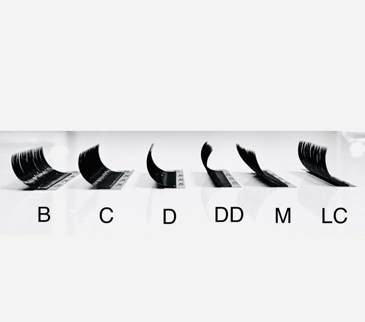 A black and white photo of MIXED Trays Classic and Volume Lashes by Lash Tribe, Reduced to clear.