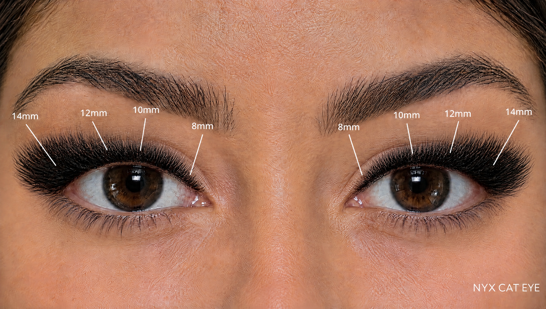 NYX Lash Link cat eye mapping 8, 10, 12, 14mm on both eyes