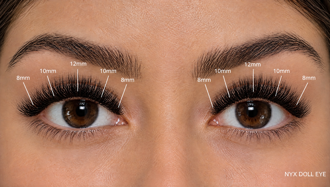 NYX Lash Link doll eye mapping 8, 10, 12, 10, 8mm on both eyes