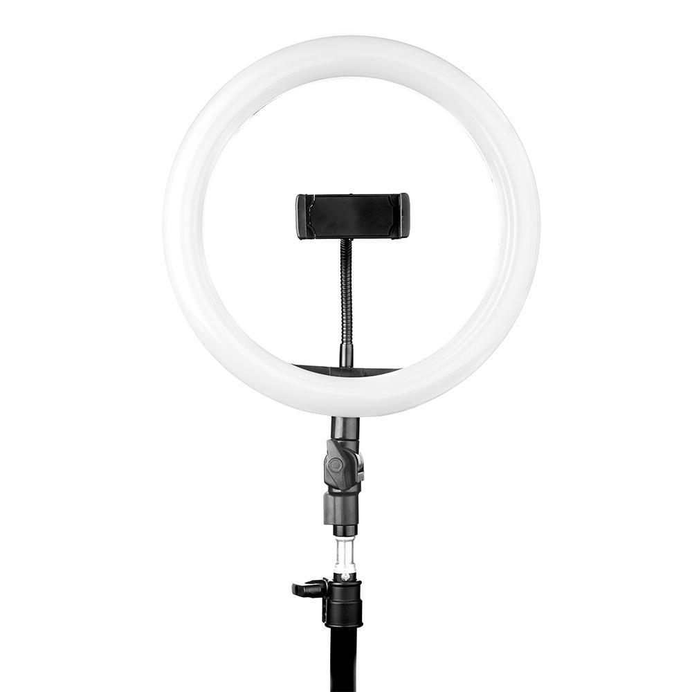 a Silk Oil of Morocco 10" Ring Light With Tripod on a stand with a white background.