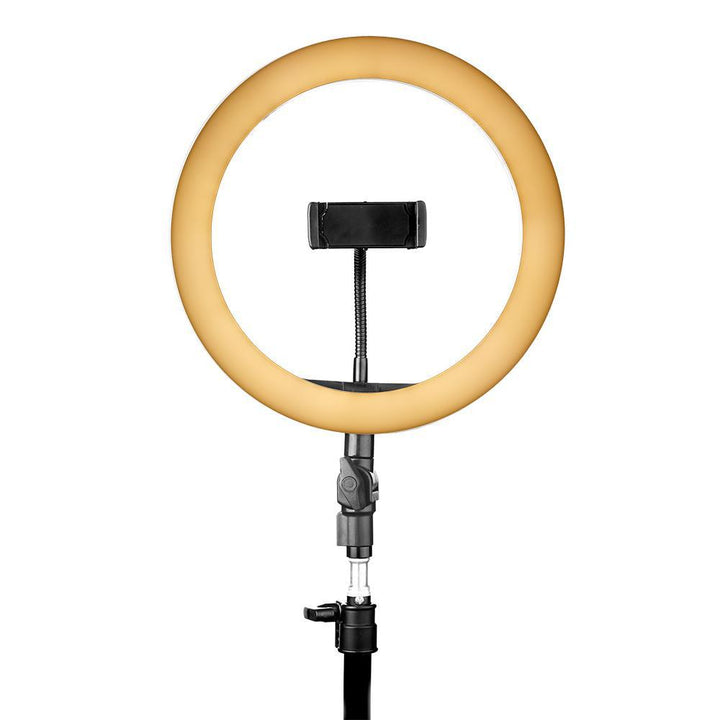 a Silk Oil of Morocco 10" Ring Light With Tripod on a stand with a white background.