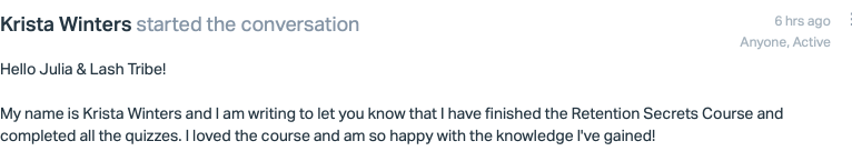 Mike Williams, the founder of Lash Tribe, reached out to fellow entrepreneur Mike Williams via email. In his message, he discussed the Lash Retention Online Course offered by Lash Tribe.